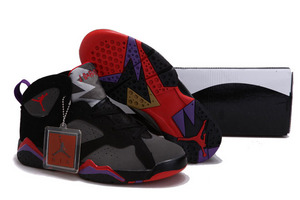 Nike Air Jordan Retro 7 - Black and Grey Red/Purple -Suede Shoes Women