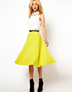 Лаймово-желтая юбка ASOS Midi Skirt in Ponte