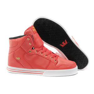 Mens Supra Vaider Red Gold Leather High Tops