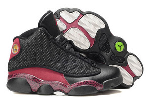 Michael Jordan 13 Dark Red and Black Print Women Basketball Shoes