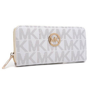 Michael Kors Wallet Continental Monogram Leather White