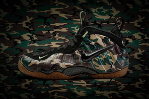 Air Foamposite Pro"Army Camo" Black Upper Maize-Army Green Light Brown Gum Men's Size Shoes