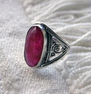 Pink RUBY Vintage Silver Ring