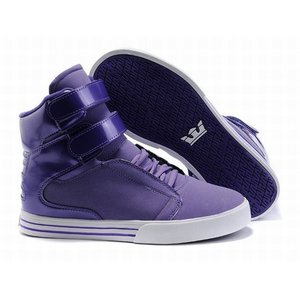 Men White and Purple High Top Supras Society Tk Skateboard Sneakers