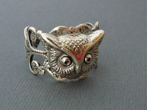 Owl Ring In Antique Silver