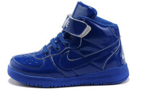 Kids Air Force One Leather Basketball Shoes Ture Blue