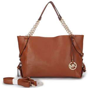 Michael Kors Patent Set Chain Large Brown Tote Bags