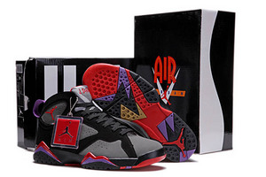 Air Jordan AJ VII Men's Grey and Black Red Purple Sneakers - Bordeaux