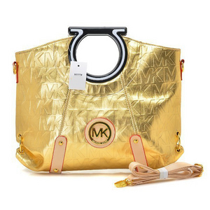 Michael Kors Berkley Logo Large Gold Clutch Bag