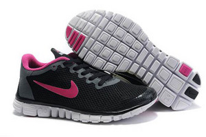 Nike Free 3.0 V2 Running Shoe Black Pink Womens