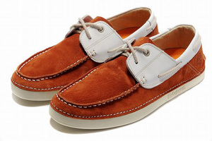 Timberland Classic 2 Eye Boat Shoe Orange red White Mens