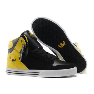 Supra Vaider Black Suede Yellow Men Skate Shoes