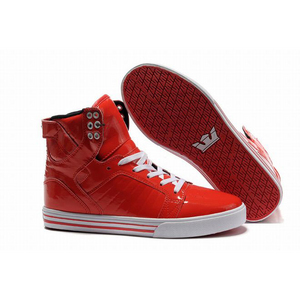 supra high tops red white leather women sneaker