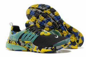 Nike Air Presto Trainers Camouflage Anthracite Blue Maize Mens