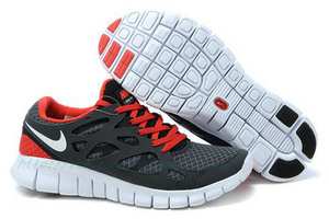 Mens Nike Free Run 2 BlackWhite-University Red Shoes