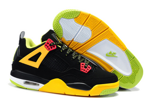 Release Reminder: New Style Jordan 4 Black and Yellow and Green Kids Basketball Shoes Release