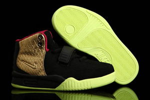 Gold Black/Pink & Lime Green Air Yeezy 2 Glow In Dark Sneakers For Kids