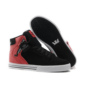 Mens Size Red and Black Suede High Top Supra Vaider