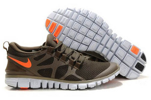 Nike Free 3.0 V3 Running Shoe Khaki Brown Total Orange Mens