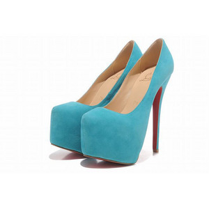 Christian Louboutin Daffodile 160mm Suede Platform Pumps Sky Blue