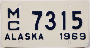 1969 Alas&#8203;ka Moto&#8203;rcycl&#8203;e Lice&#8203;nse Plat&#8203;e