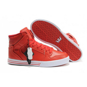 Red White Patent Supra Vaider High Tops Men