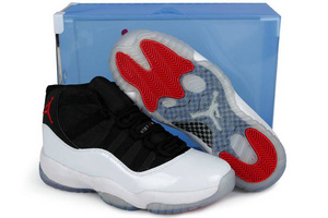 Discount Buy (Transparent Shoes Box) Nike Jordan 11 for Mens - White/Black and Red