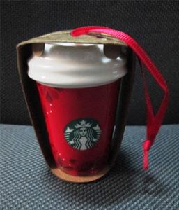 2013 Starbucks Cofee Christmas Holiday ornament red cup ceramic