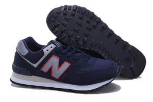 Mens new balance ML574NR deep Blue Red edge Grey Shoes