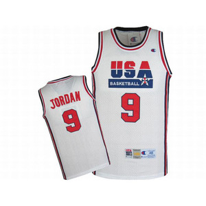 Michael Jordan 9# White USA Basketball Jersey Red Blue Number