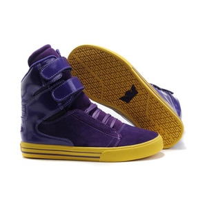 Ladies High Sneakers Supra Tk Society Suede and Leather Shoes - Yellow/Purple