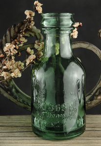 Green Glass Honey Bottle 6 in.