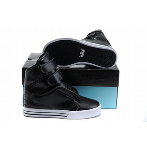 kids supra tk society high top black white patent leather