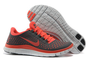 Nike Free 3.0 V4 Dark Grey Bright Crimson Pure Platinum-Womens