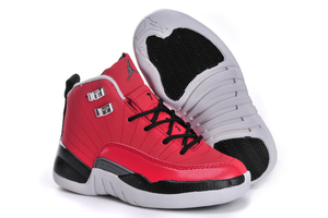 Michael Jordan 12 Retro XII Shoes With Bulls Red and Black/Grey Colorways for Kids