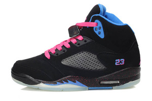 Jordan Basketball Sports Sneaker: True Blue & Black & Pink (Female)