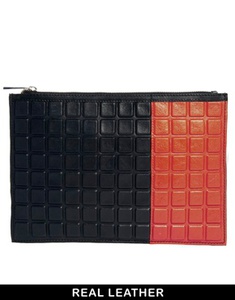 ASOS Leather Clutch Bag With 3D Effect