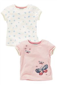 Butterfly And Ditsy Print Tops Two Pack