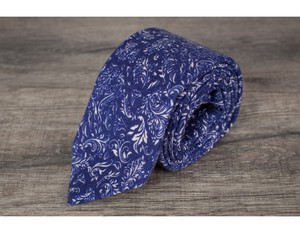 Isaia Blue & White Handmade Printed Silk Tie