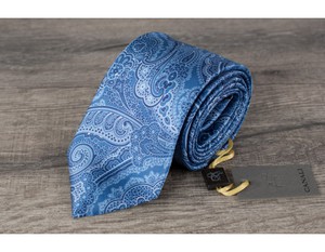 Canali Handmade Blue Printed Floral Silk Tie