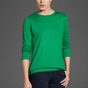 ROUND NECK SWEATER WITH GROSS GRAIN BACK