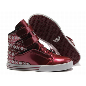 Female Shoes Supra Tk Society Burgundy and White Color High Tops