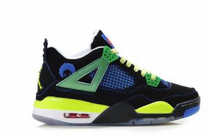 Air Jordans/Air Jordan Retro 4 Basketball Sneakers (Black/Blue/White/Green)