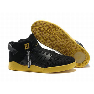 mens black yellow supra skytop 3 skate trainers