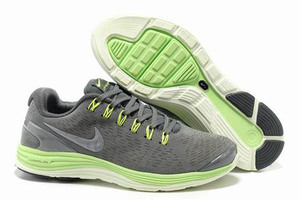 Nike LunarGlide+ 4 Premium Running Shoe Stealth Silver Electric Green Mens