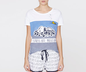 Snoopy stripe print t-shirt