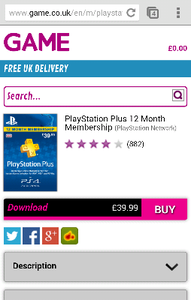 PlayStation Plus 12 Month Membership UK