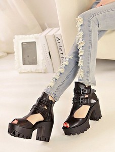 Peep Toe Chunky Heel Sandals