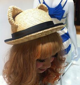 cat ears straw hat