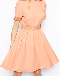 ASOS | ASOS Skater Dress With Open Back And Lace Waist at ASOS